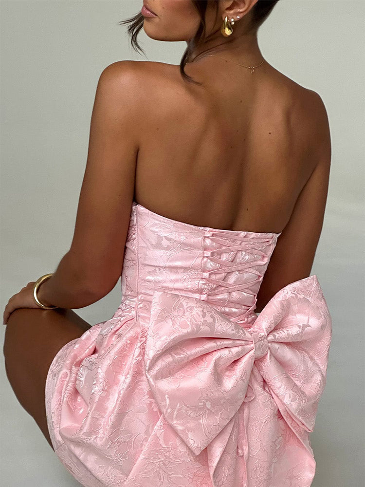 Mini Abito di Nudo Jacquard Amelia