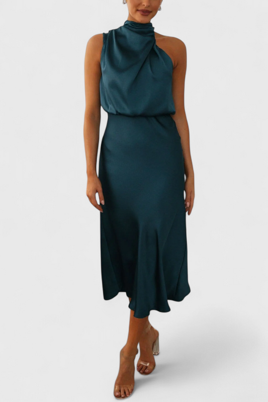 Rina Abito elegante di Collo halter Drappeggiato