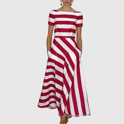 Madeline - Abito maxi A righe Off-Shoulder Vonda