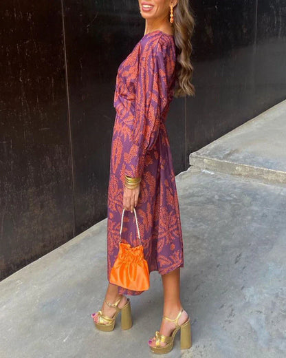 Isadora | Abito midi Elegante con Stampa di Fascino Senza tempo