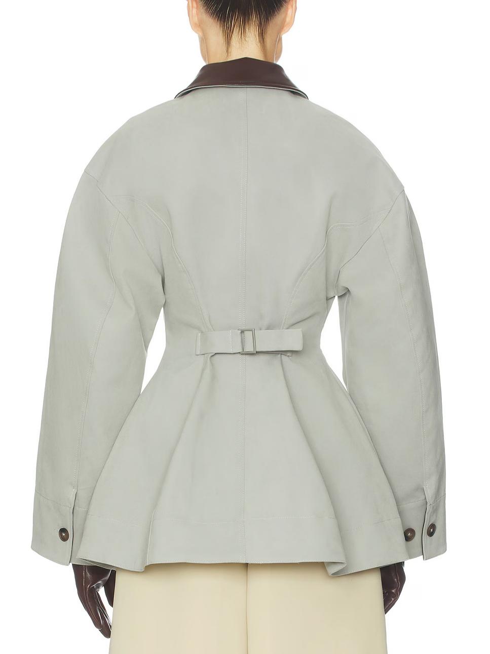 Giacca Cropped Oversize in PU Grigio chiaro