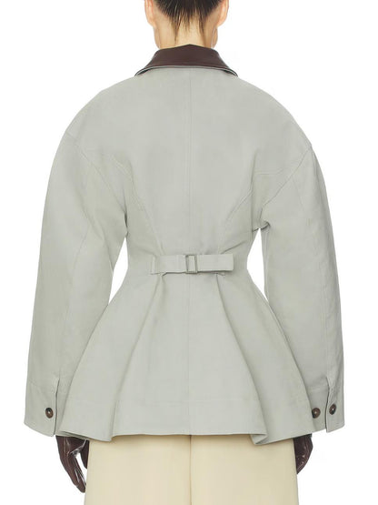 Giacca Cropped Oversize in PU Grigio chiaro