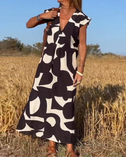 SITA - Abito con Stampato e Scollo a V