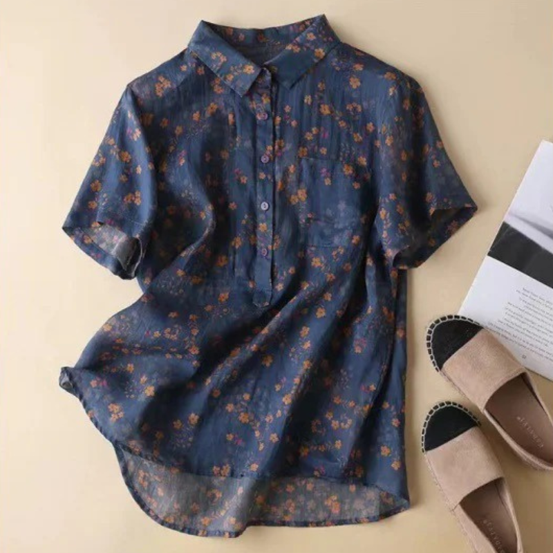 Maribel – Camicia Floreale con Medio Bottone
