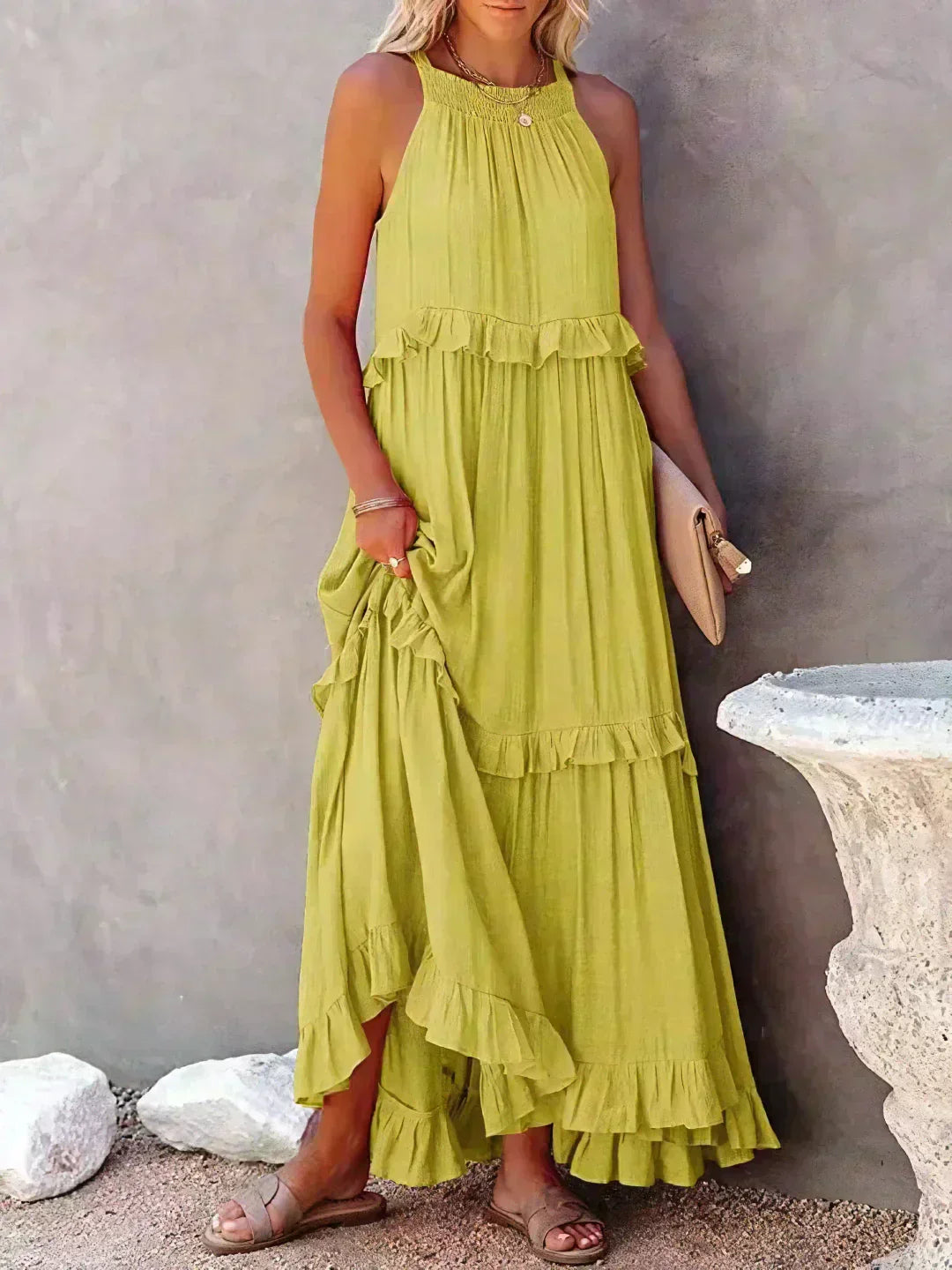 Landry - Abito senza maniche con volant chic