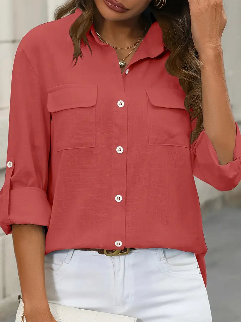 Athena - Camicia di Cotone con Tasche Frontali