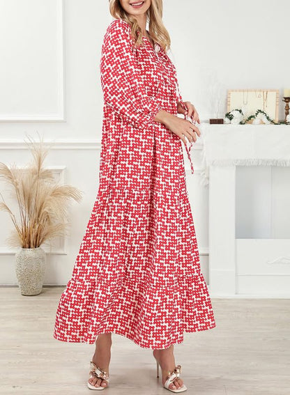 WINONA – ABITO MAXI GEOMETRICO BOHEMIO CON MANICHE A PALLONCINO PER DONNA