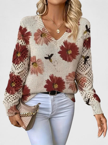 CHARLIE – MAGLIONE DI PUNTO CON FASCINO FLOREALE