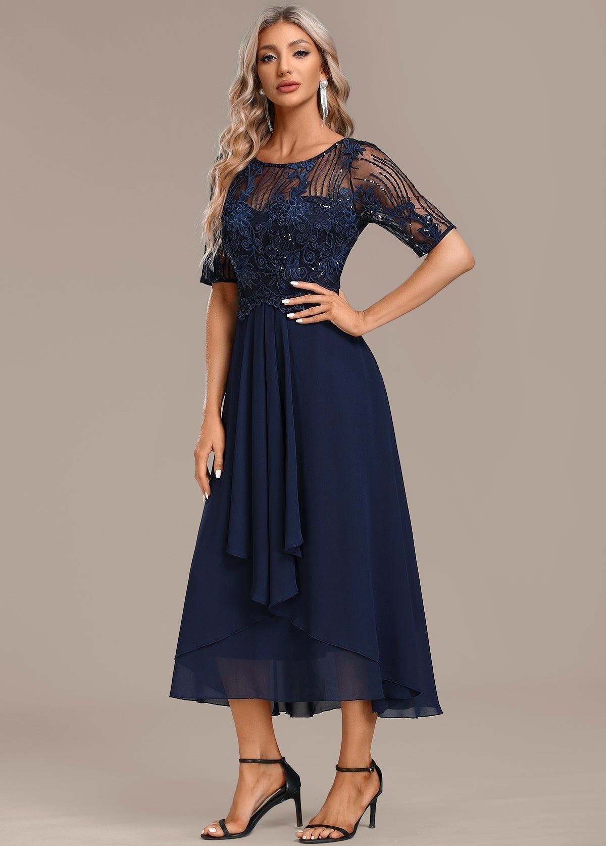 CLARISSA – ABITO ELEGANTE in chiffon CON FASCINO MARINO