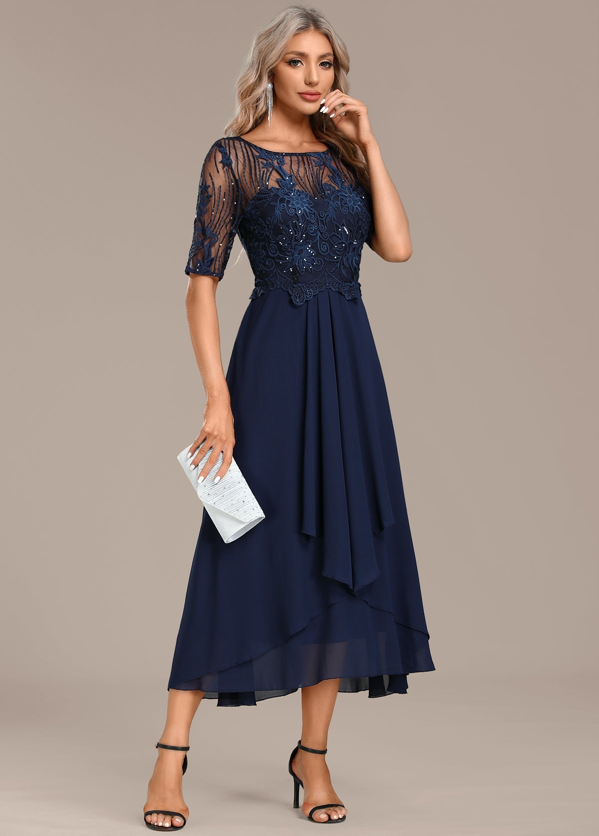 CLARISSA – ABITO ELEGANTE in chiffon CON FASCINO MARINO