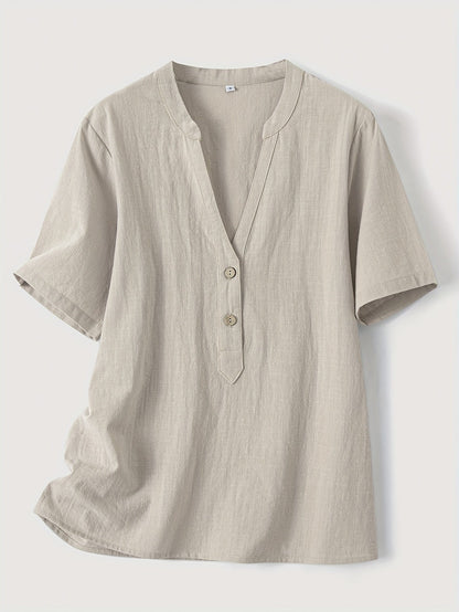 Sharron - Blusa elegante di collo a V con bottoni