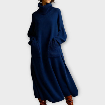 Abito Maxi di Maglia con Collo alto