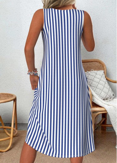 Emeely - Abito casual senza maniche con fantasia a righe