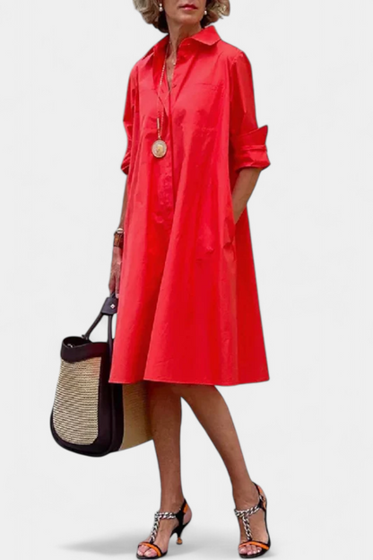Larissa Abito in Cotone Seda con Collo a rever