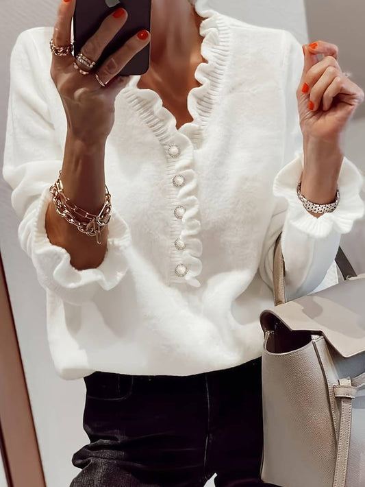 Leona – Blusa di Bottoni con Volant