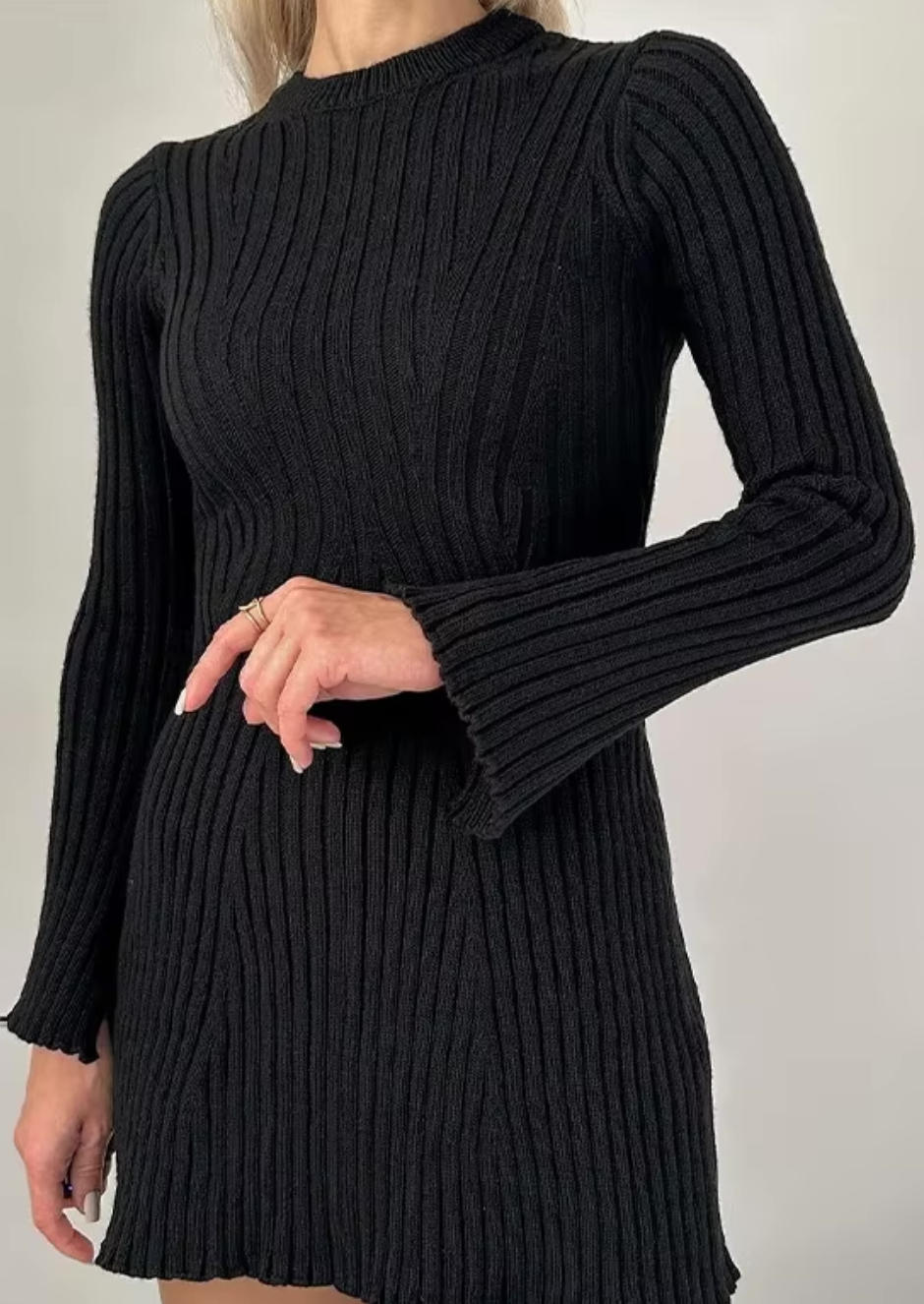 Faustine - Elegante Mini Abito di Maglia Acanalado