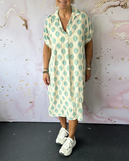 ELEANORA – ABITO CAMISERO IMPRESO CON SOLAPA LARGA