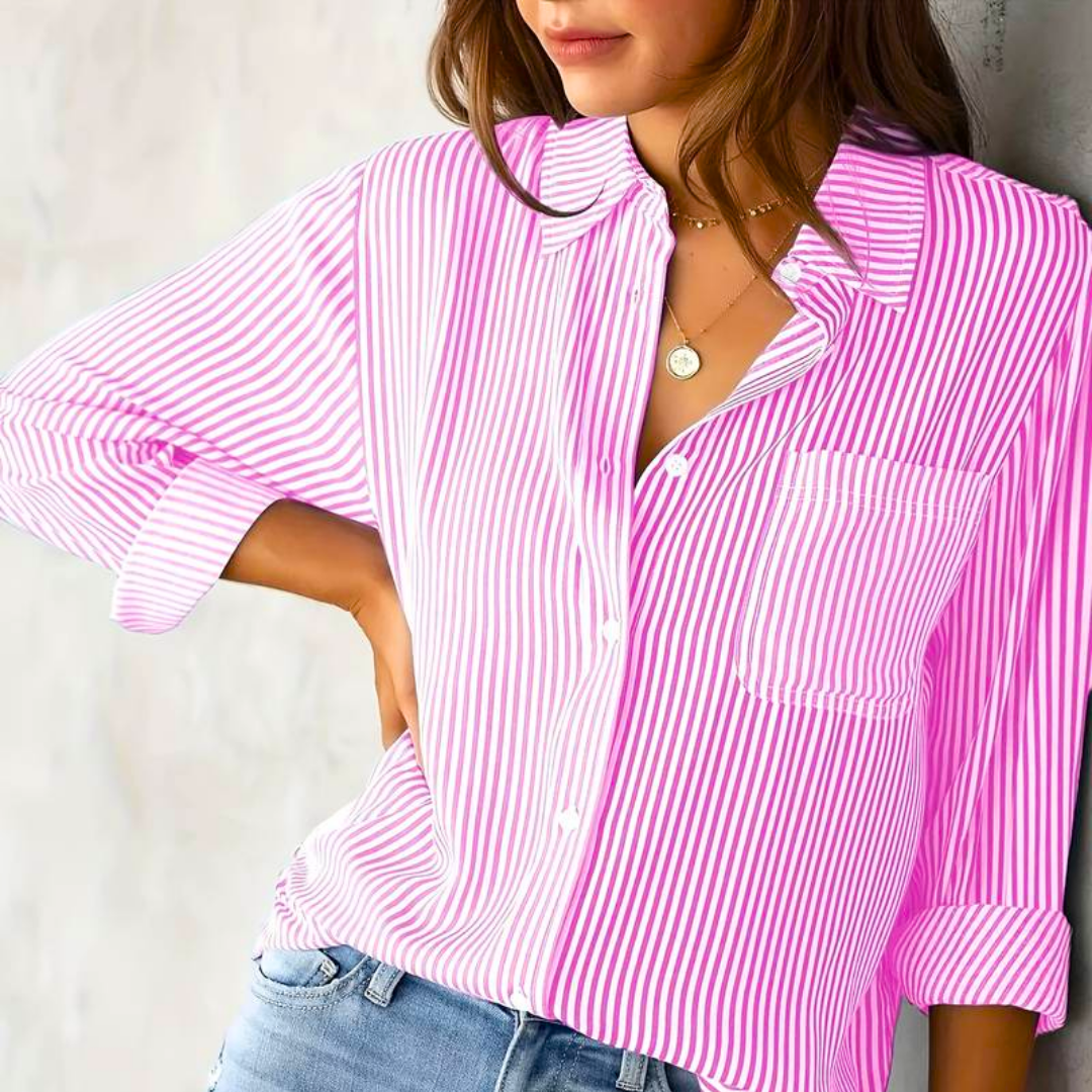 Blusa Rayada Casual per Donne