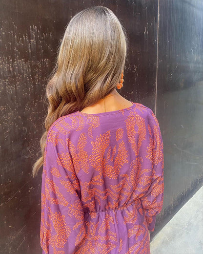 Janella - Abito midi a maniche lunghe Draped Vintage