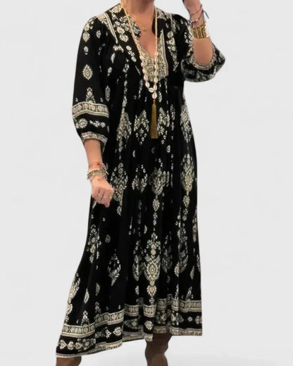 CLAIRE – ABITO MAXI BOHO CON scollo a V