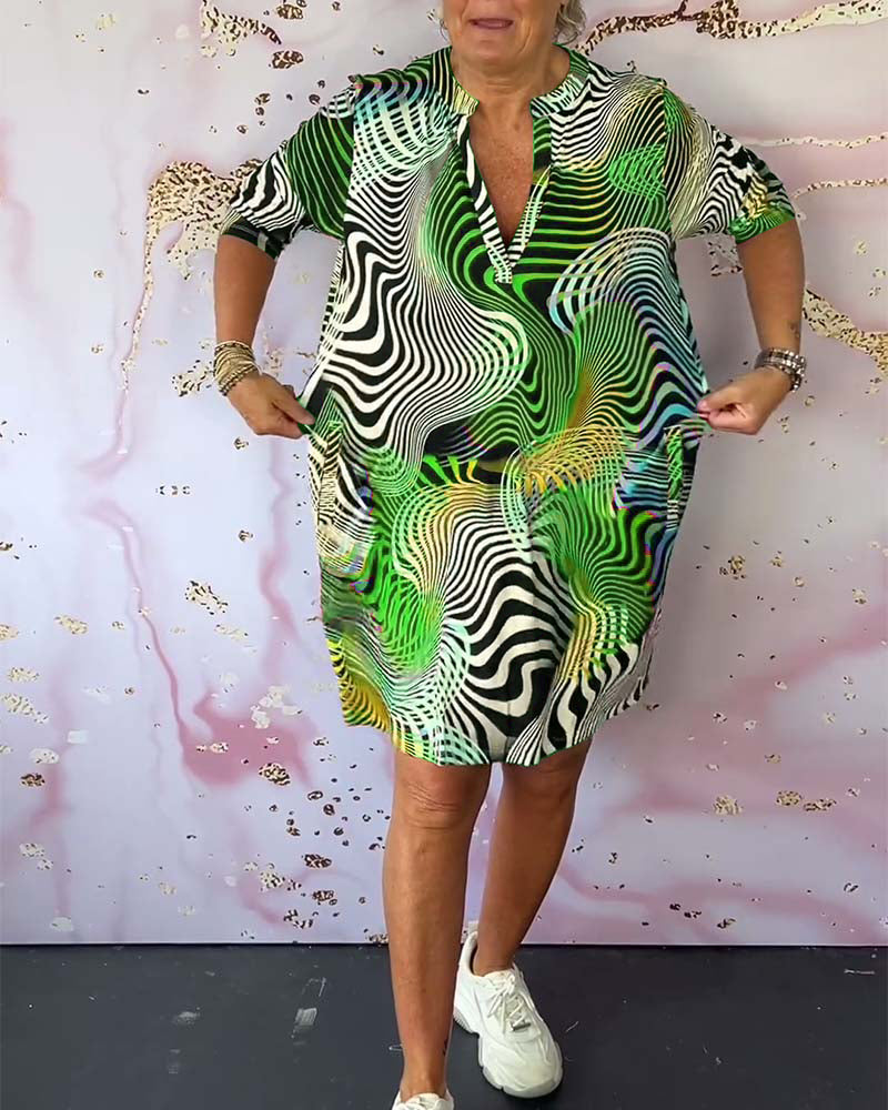 Abito midi di Collo a V Multicolore per Donne