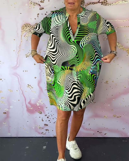 Abito midi di Collo a V Multicolore per Donne
