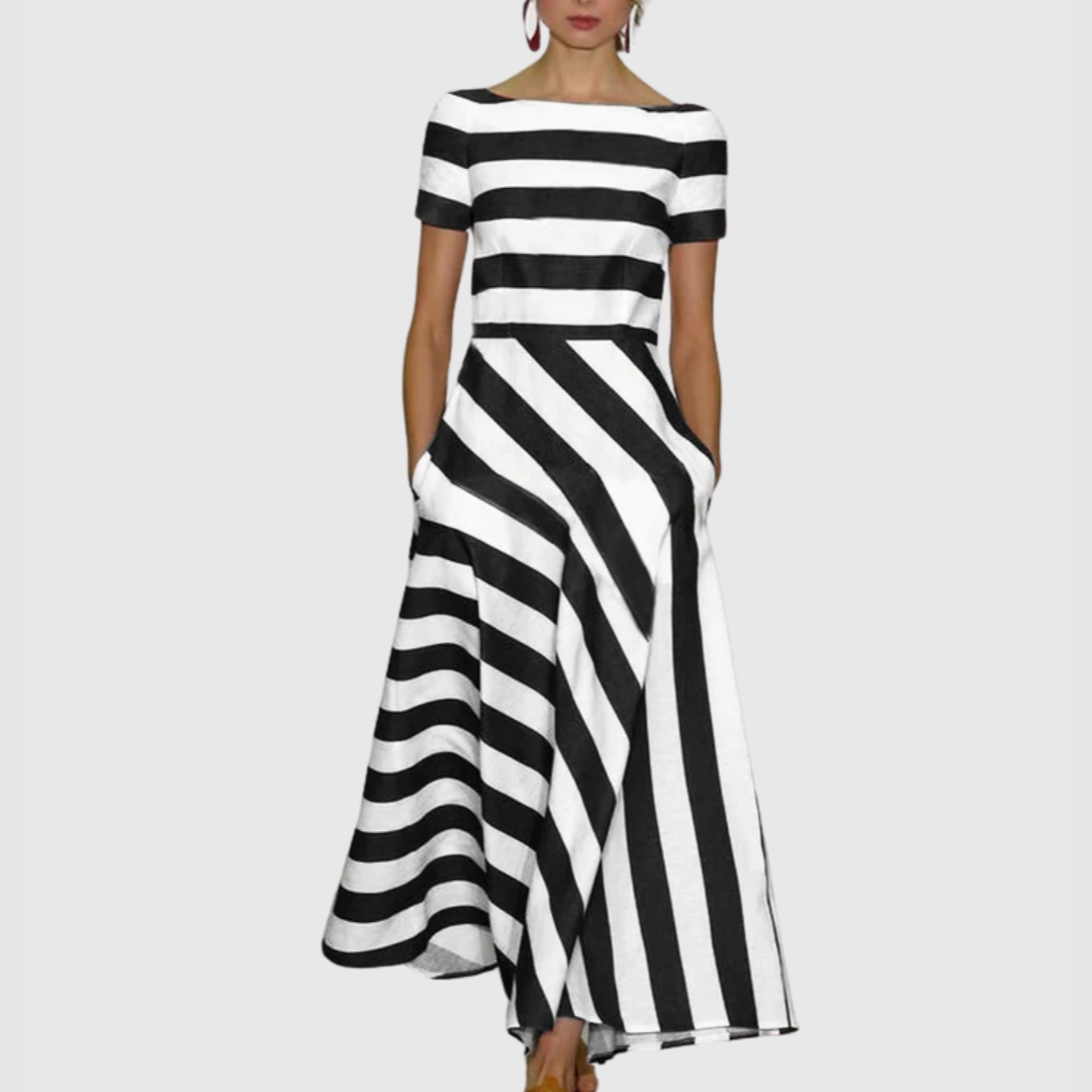 Madeline - Abito maxi A righe Off-Shoulder Vonda