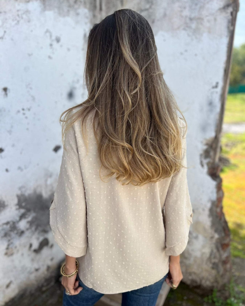 VARENA - Blusa di Jacquard di Chiffon Chic