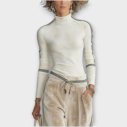 Set di Top di Maglia con Borde in Contraste e Pantaloni Lounge di Velour