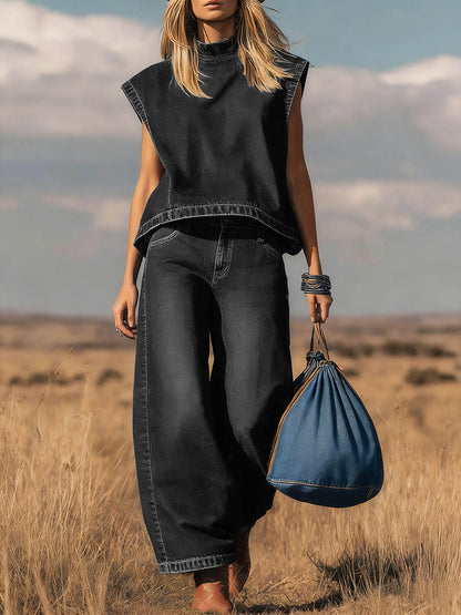 Noa | Completo in denim con Collo alto