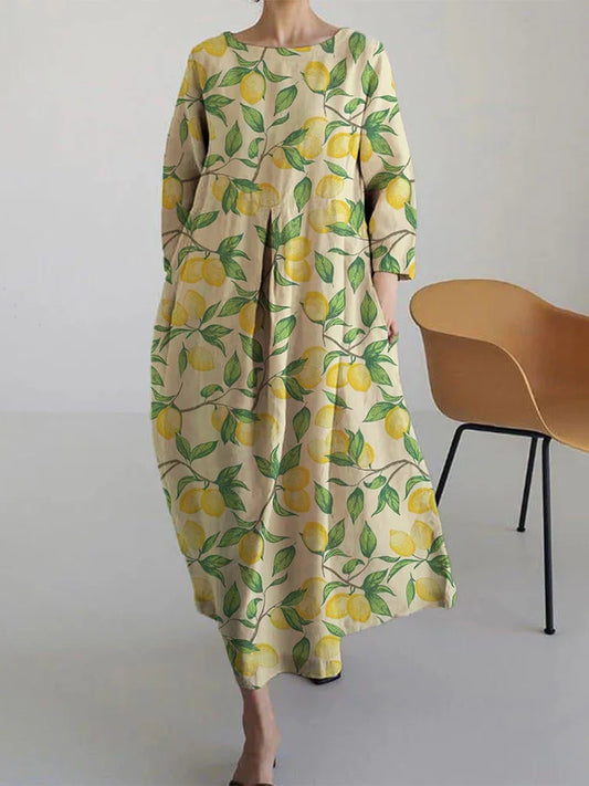 Basil - Abito midi Largo con Stampa di Limón alla moda