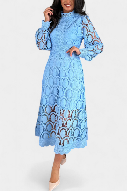 Jovie Abito midi in pizzo Ricamo con Collo alto