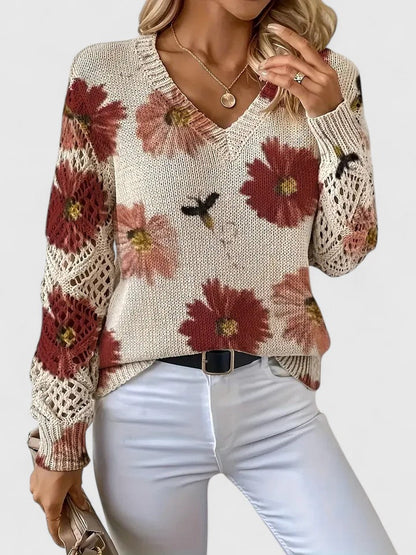 CHARLIE – MAGLIONE DI PUNTO CON FASCINO FLOREALE