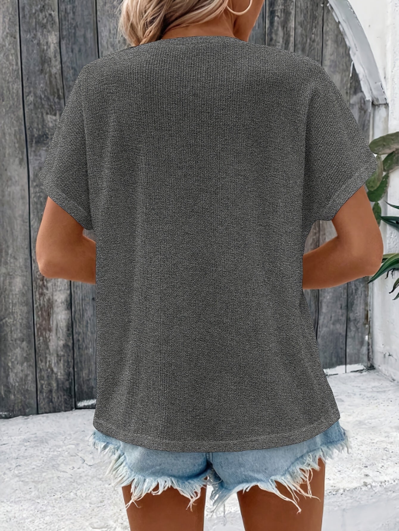 Marylou - Top a maniche corte con scollo redondo casual