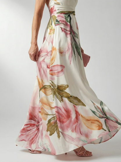 Amiel | Abito maxi Floreale Leggero - Taglio Americano Senza maniche