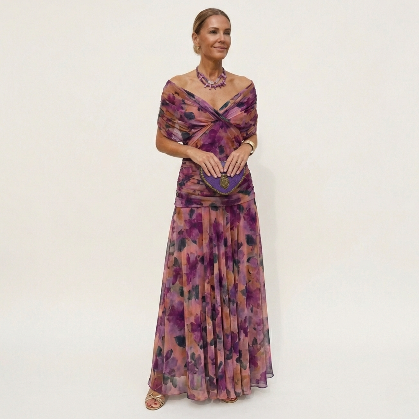 Carmen™ | Abito lungo Floreale con scollo a V