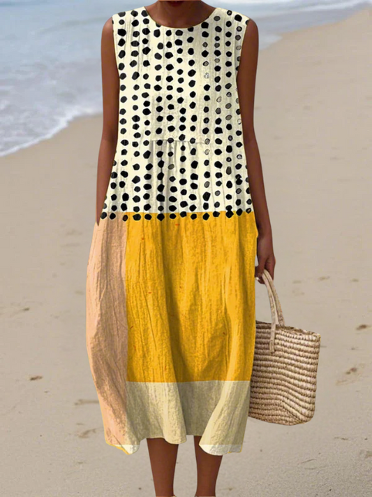 Leah | Abito midi di Pois in Color block