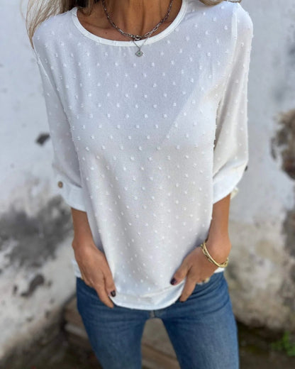 VARENA - Blusa di Jacquard di Chiffon Chic