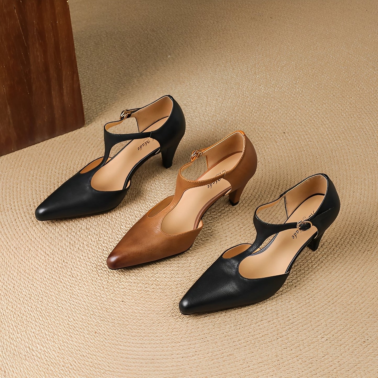 Sophie - Scarpe in pelle casual con tira in forma di T per donna