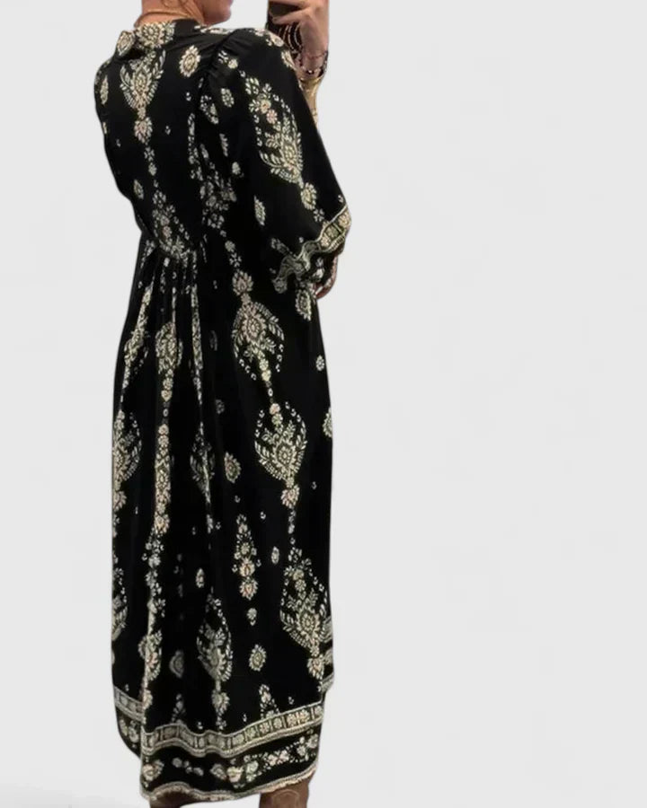 CLAIRE – ABITO MAXI BOHO CON scollo a V