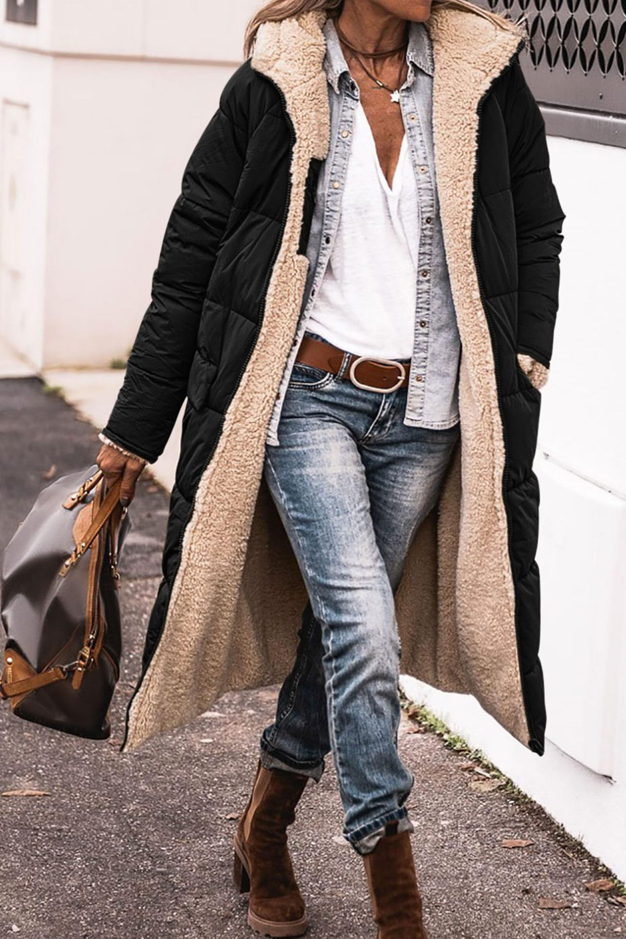 Johna – Cappotto reversibile di Sherpa Luxe
