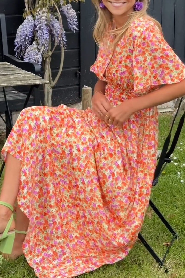 Abito maxi elegante Sandra con scollo a V