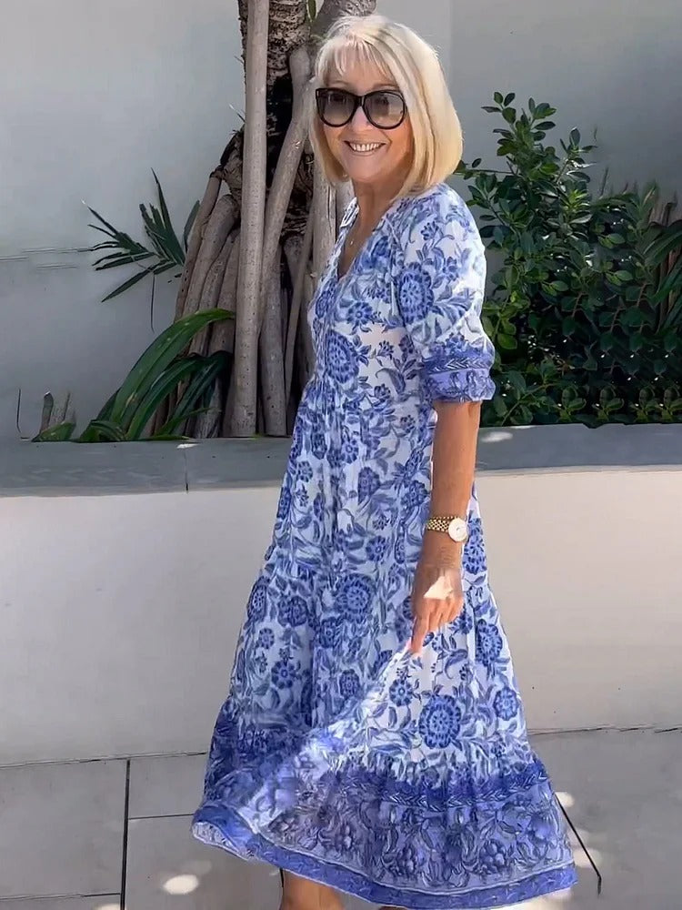 Lilara - Abito Floreale Boho con scollo a V Profundo