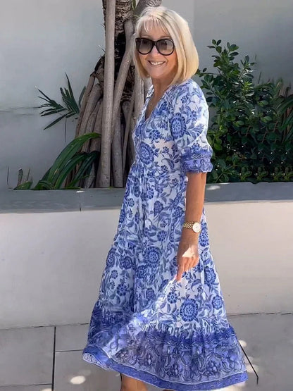 Lilara - Abito Floreale Boho con scollo a V Profundo