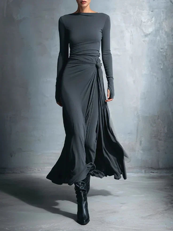 Elegante Abito maxi di Jersey con Nudo Lateral