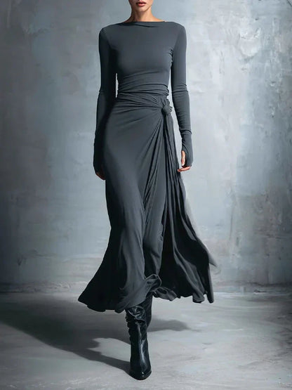 Elegante Abito maxi di Jersey con Nudo Lateral