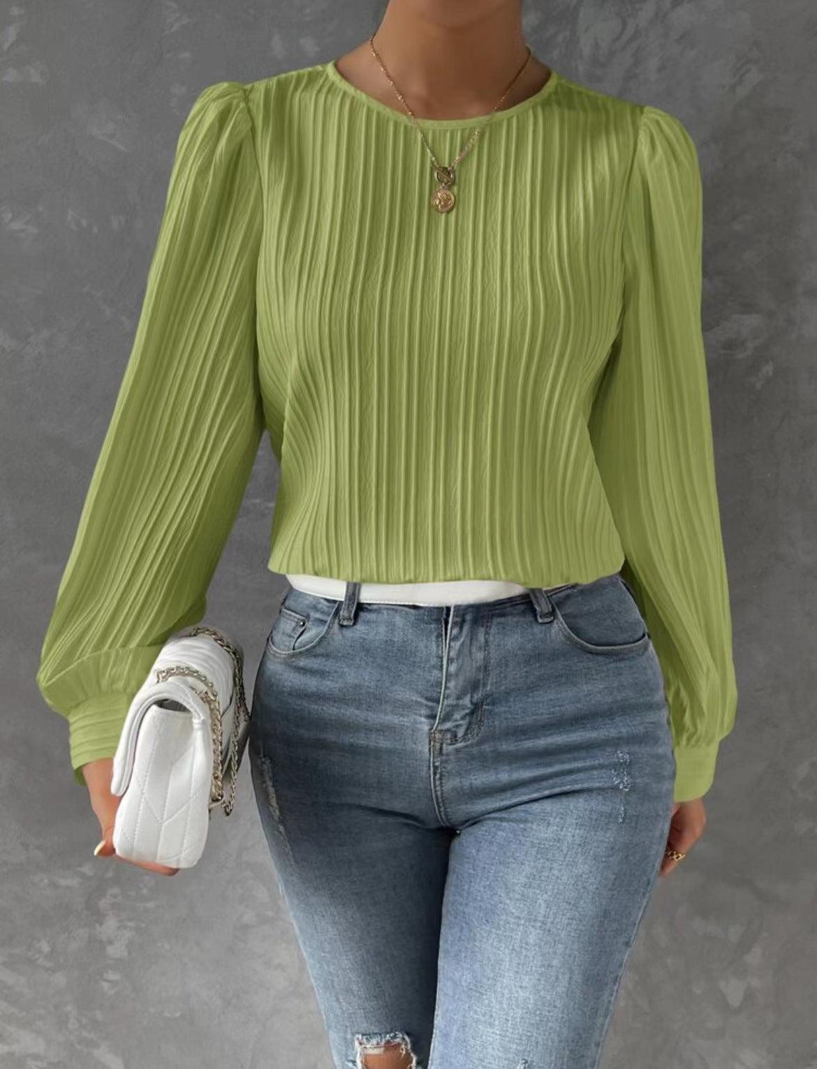 Carly – Blusa a maniche lunghe Plissettata