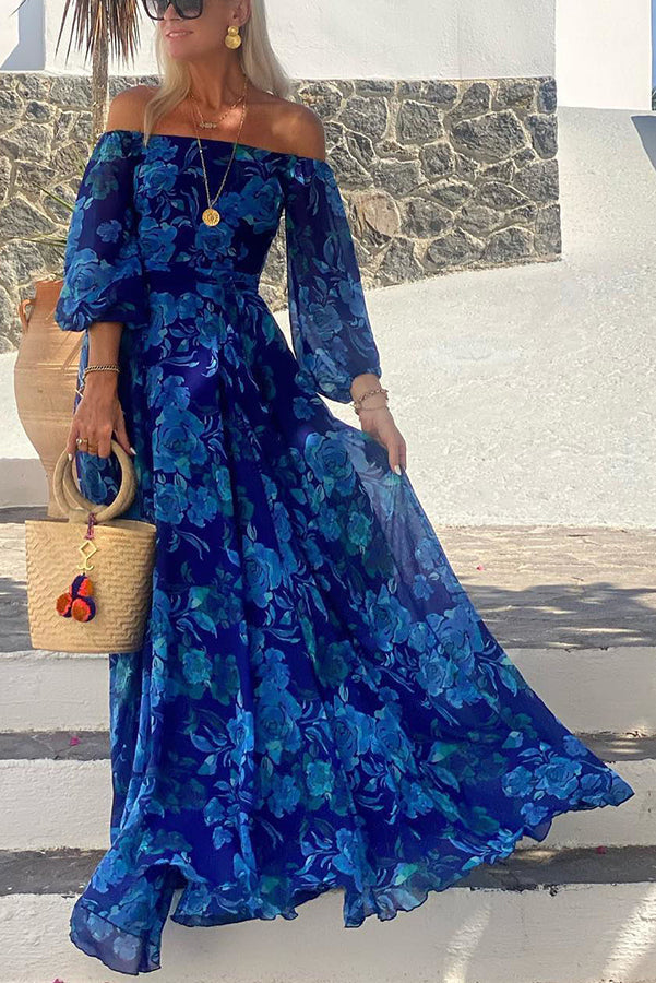 Calista | Abito maxi Floreale con Spalle Descubiertos