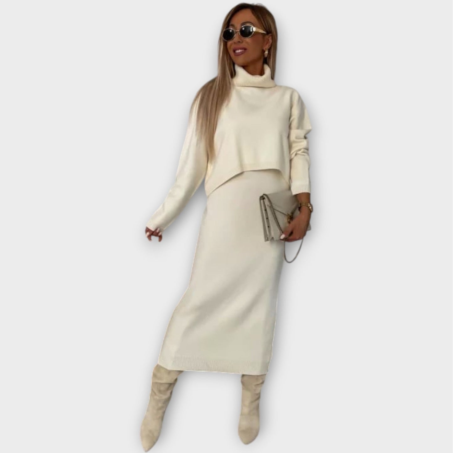Il Completo di Maglione e Gonna Luxe Knit
