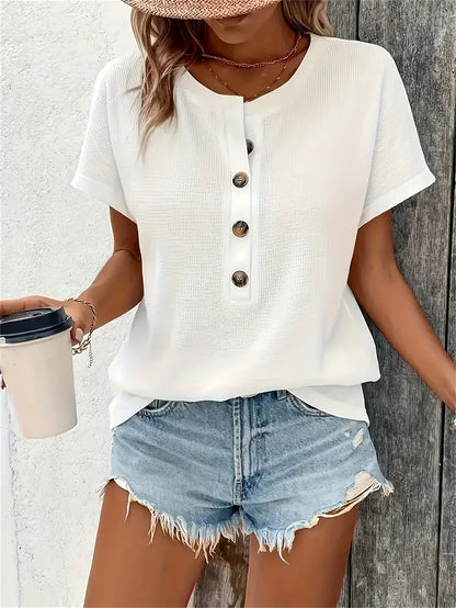 Marylou - Top a maniche corte con scollo redondo casual